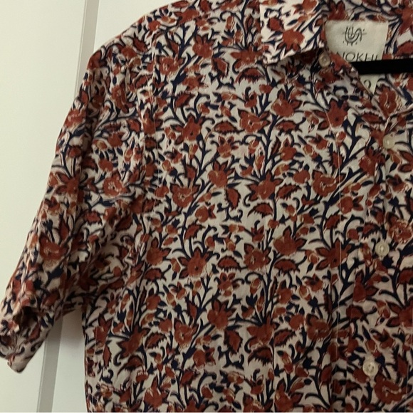 NWOT Kardo x Anokhi Hand Block Printed Cotton Floral Camp Shirt - Picture 3 of 9